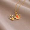 European & American Style Colored Zircon Bird & Butterfly Pendant Clavicle Necklace for Women