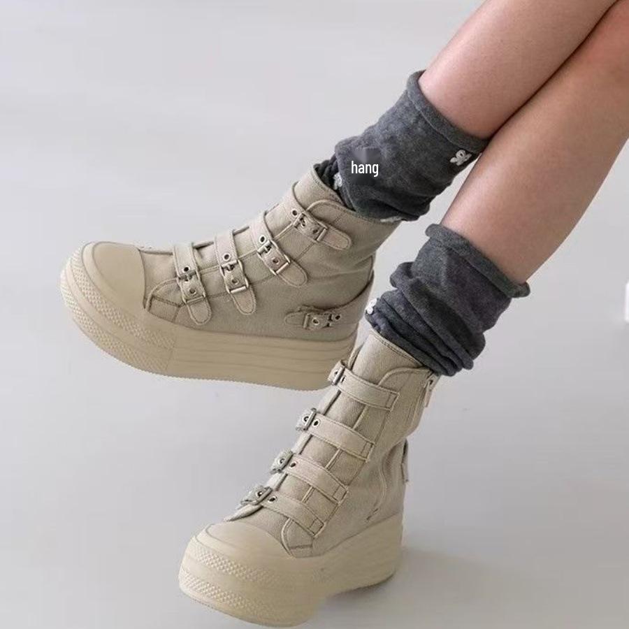 2025 Autumn Women's Thick-Soled Canvas Flats - Casual Korean Style