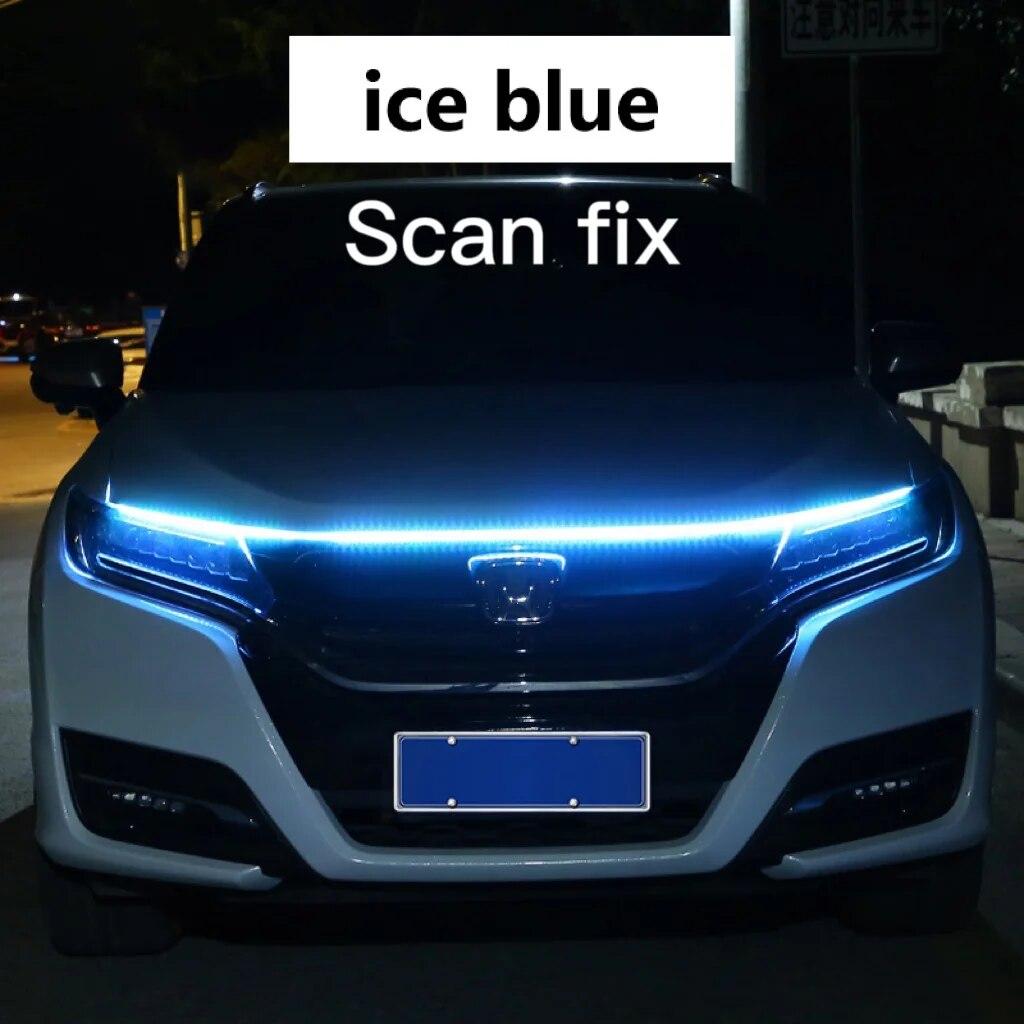 150CM 180CM Scan Starting LED Car Hood Light Daytime Running Light Universal Flexible Dynamic Car DRL 12V Ambient Light