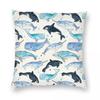 Whales Orcas & Narwhals Square Pillowcase Polyester Linen Velvet Creative Zip Decorative Pillow Case Room Cushion Cover