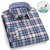 Autumn New Striped Long Sleeve Shirt Cotton Oxford Spinning Washed Casual Men's Cardigan Button Neck Shirt