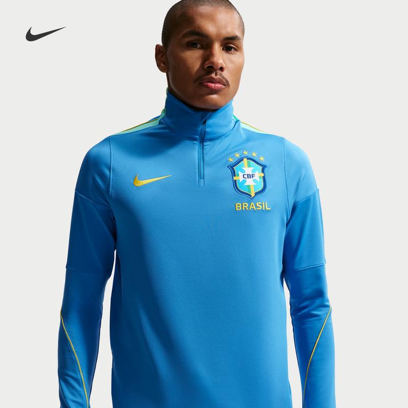 Мужская тренировочная футболка Nike Dri-Fit Strike сборной Бразилии с влагоотводящими свойствами, с круглым вырезом, простая, с длинным рукавом, для футбола M
