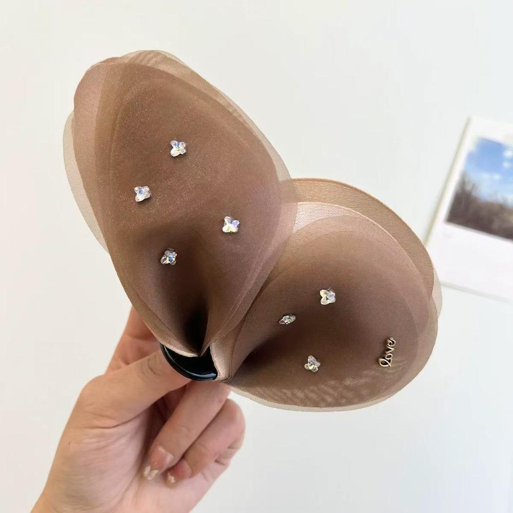 Sweet Butterfly Petals Hair Claw Cloth Women Hairgrips Beach Rhinestone Mesh Shark Clip  Girls