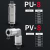 304 Stainless Steel PU L-Type Elbow Air Connector, Quick Connect PG Reducing, Sizes PV4-20.