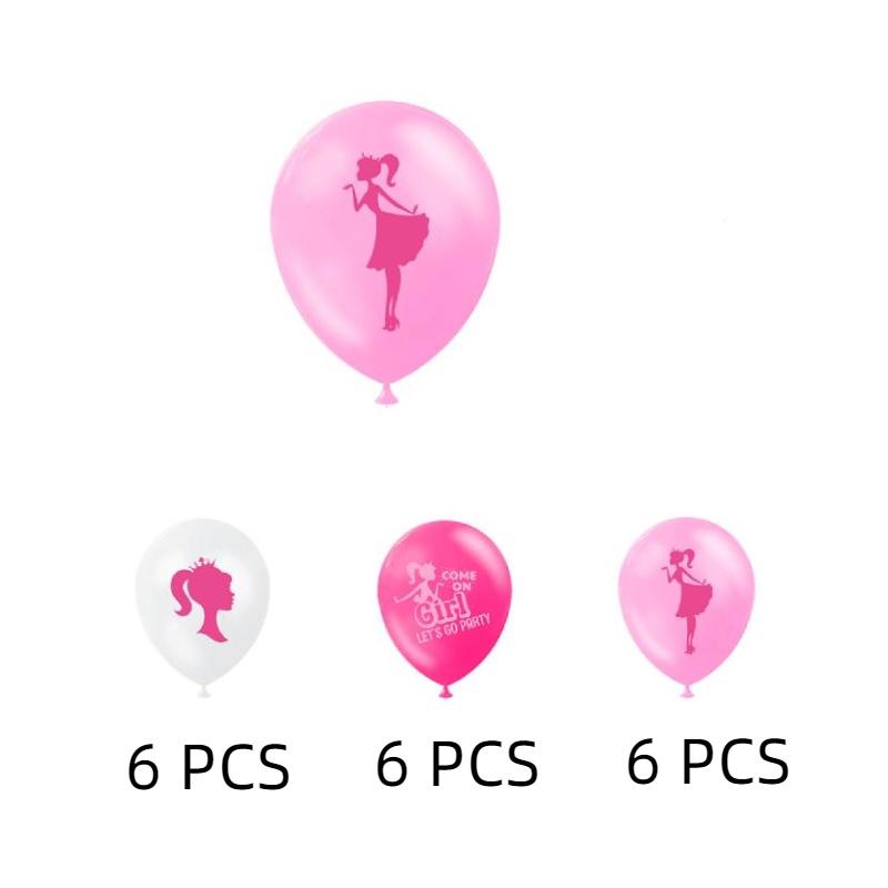 Barbie Birthday Party Balloon Set With Banner 4 Pieces Includes Banner 18pcs Balloons 12pcs Small Inserts 1 Large Insert