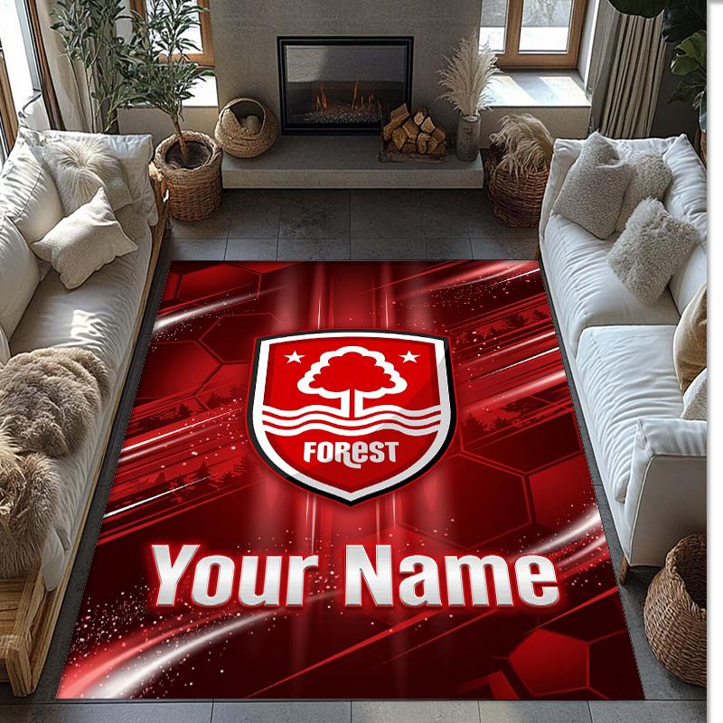 Nottingham Forest FC Bedruckter Kristall-Samtteppich Rutschfester Kristall-Samtteppich Für Sofa Schlafzimmer Innenbereich Heimdekoration