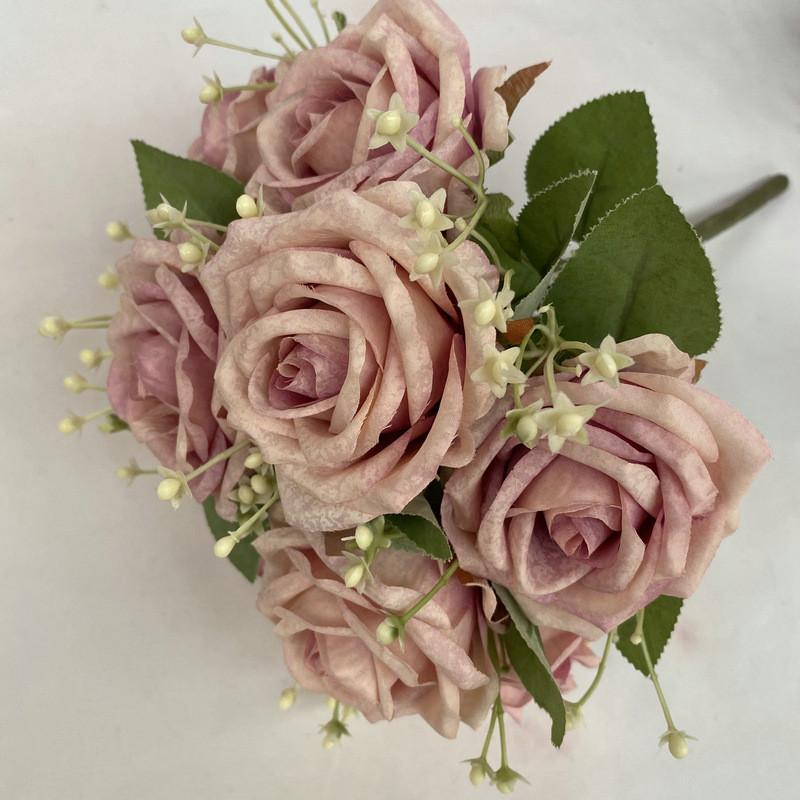 

Artificial Flower Rose Bloom Decor For Wedding And Home Interior Display Plum