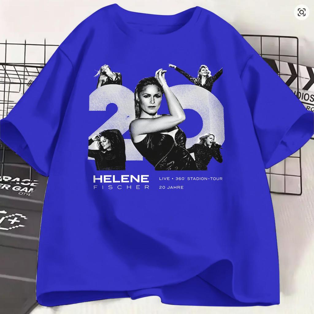 T-shirt Vintage Helene Fischer Unisex Girocollo Cotone T-shirt 360 Stadion Concerto Tour Musicale 2026 Manica Corta Taglie Forti
