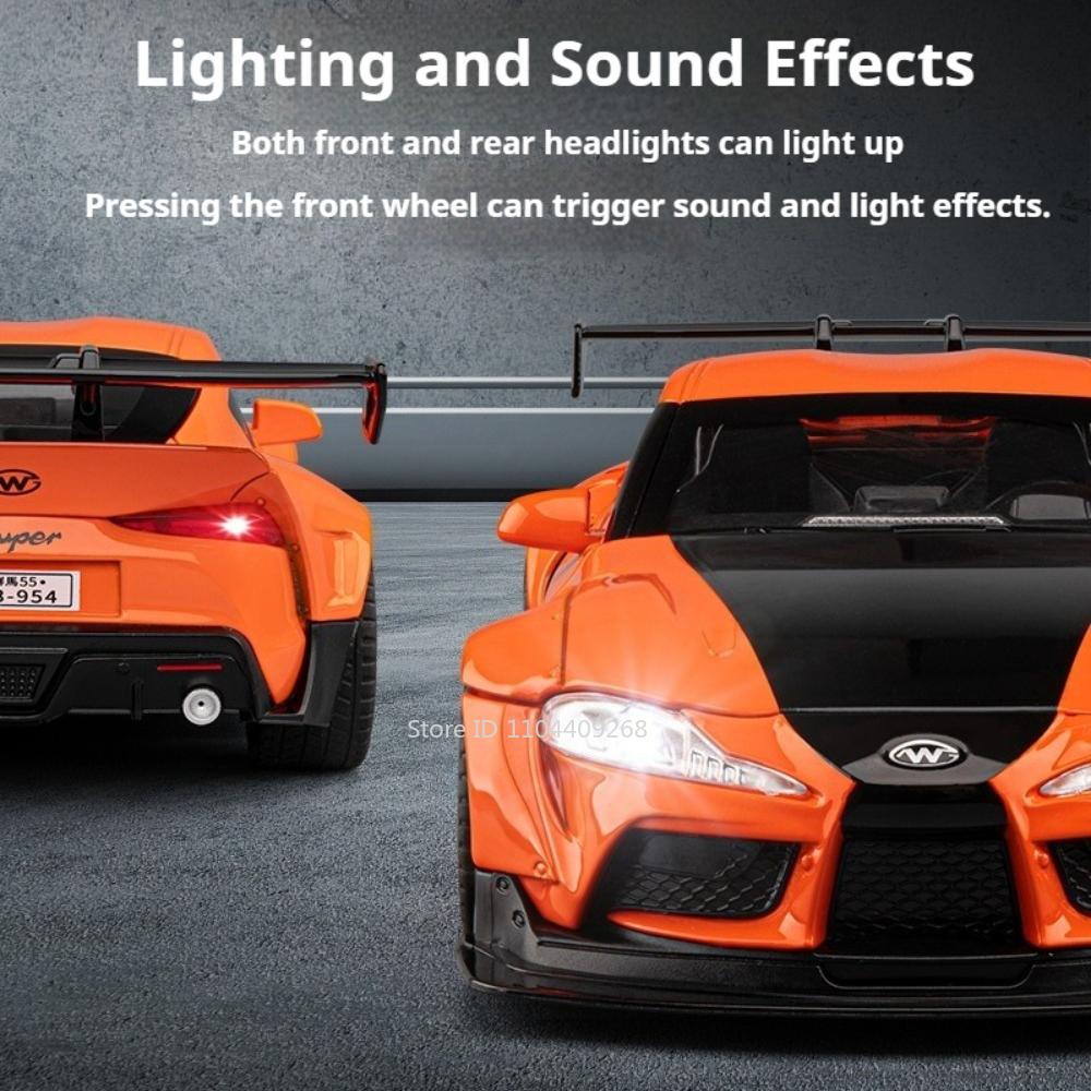 1:22 Scale Supra Z4 Car Model Toy Doors Opened Sound Light Pull Back Miniature Supercar Models Toys Home Decor Decoration