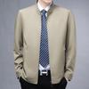Dad Dress Stand Collar Jacket Zipper Shirt for Men Spring and Autumn New Middle-aged Men Business Casual Solid Color Coat
