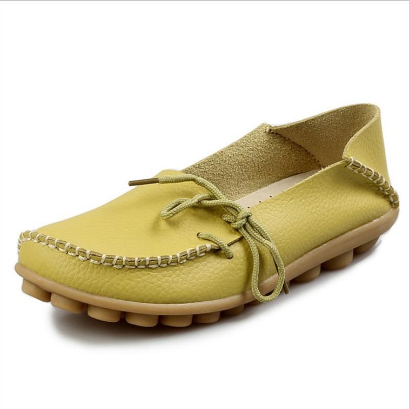 Casual Women's Single Shoes, Mother Shoes, Flat-bottomed Peas Shoes, Nurse Shoes, Lace-up Tendon Low-top Shoes