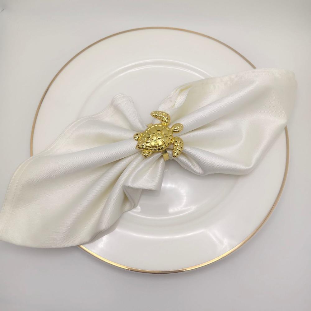 12PCS Gold Metal Sea Turtle Napkin Rings Ocean Coastal Serviette Holders Table Decor For Hotel Banquet Beach Party