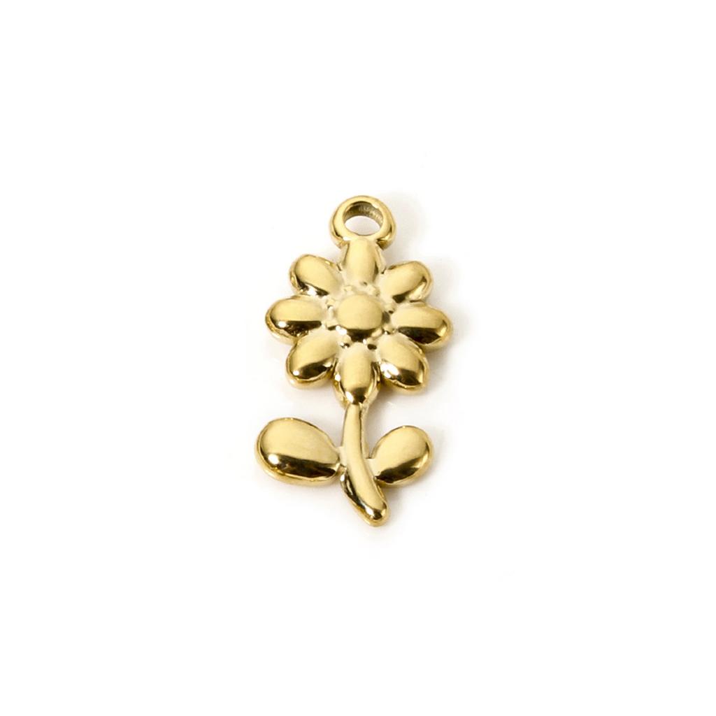 1 Piece 304 Stainless Steel Charms For DIY Jewelry Making 18K Real Gold Plated Heart Flower Pendants Necklace Bracelet Findings