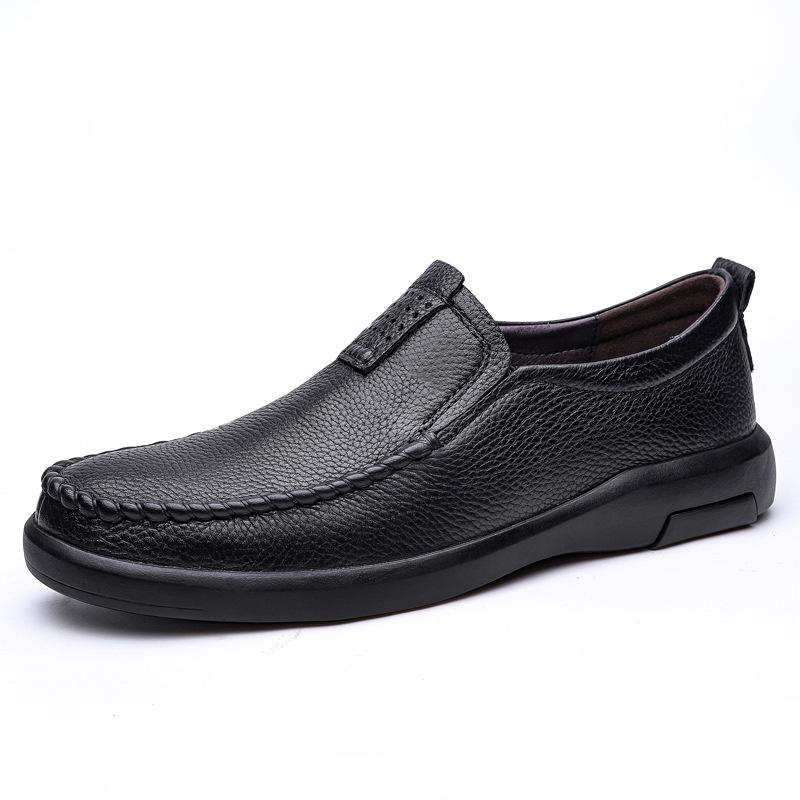 Men s Cross-Border Cowhide Slip-On Loafers: Casual & Formal Leather Driving Shoes 44