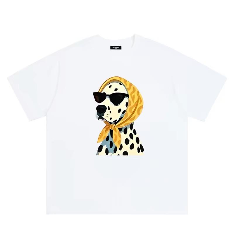 ZAZOMDE Hip Hop Streetwear Fashion Dalmatian Dog Pattern Tshirt Unisex Summer Loose Short Sleeve Trendy Aesthetic Casual Tops