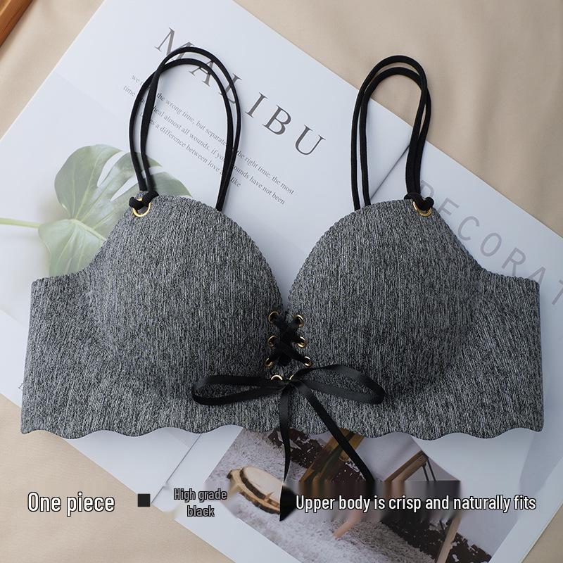 Women's Seamless Push-Up Bra with Drawstring for Enhanced Bust