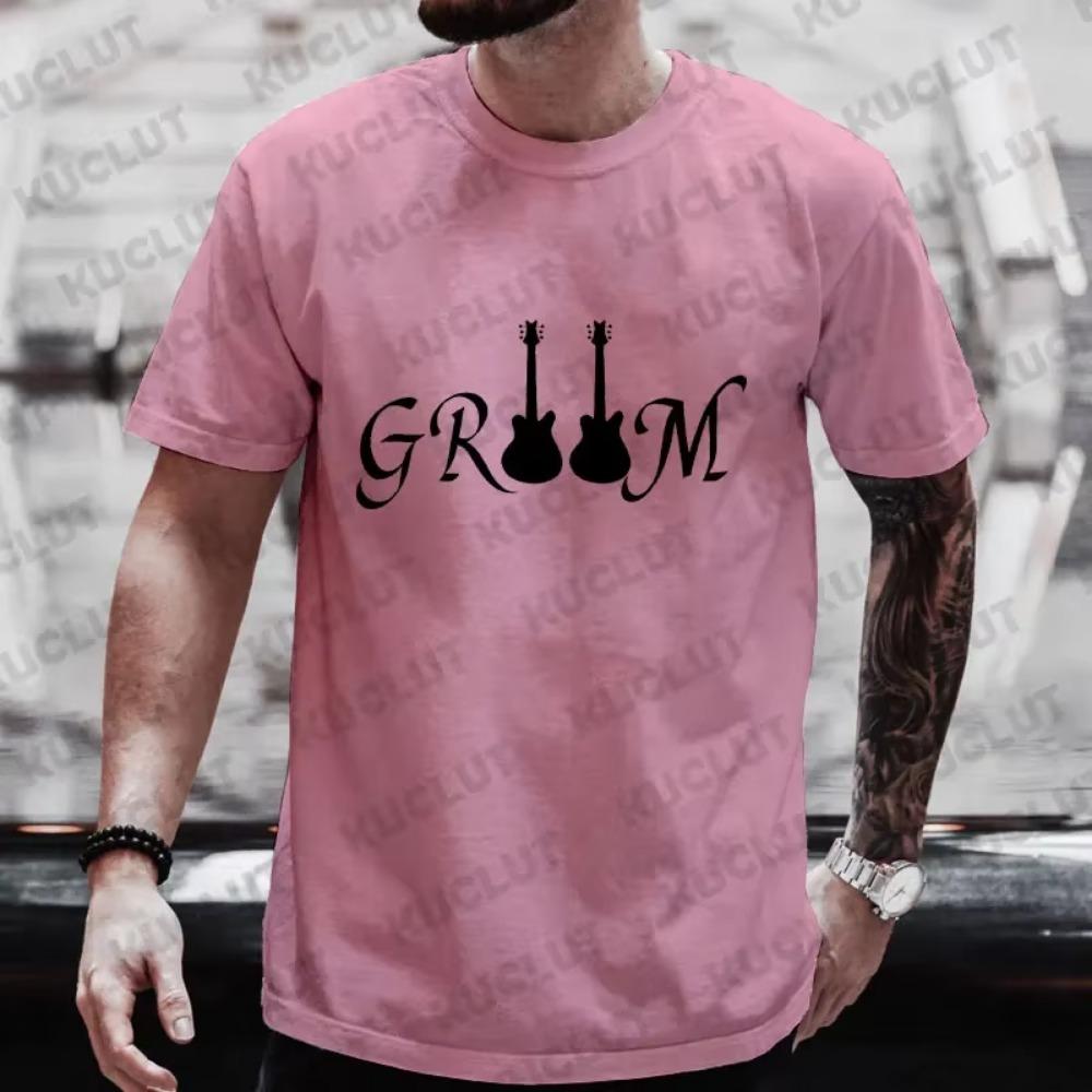 Guitar Graphic Tops Team EVG Groom Squad Best Man T Shirt Groomsman Tees Single Farewell Bachelor Stag Party Wedding Blouses
