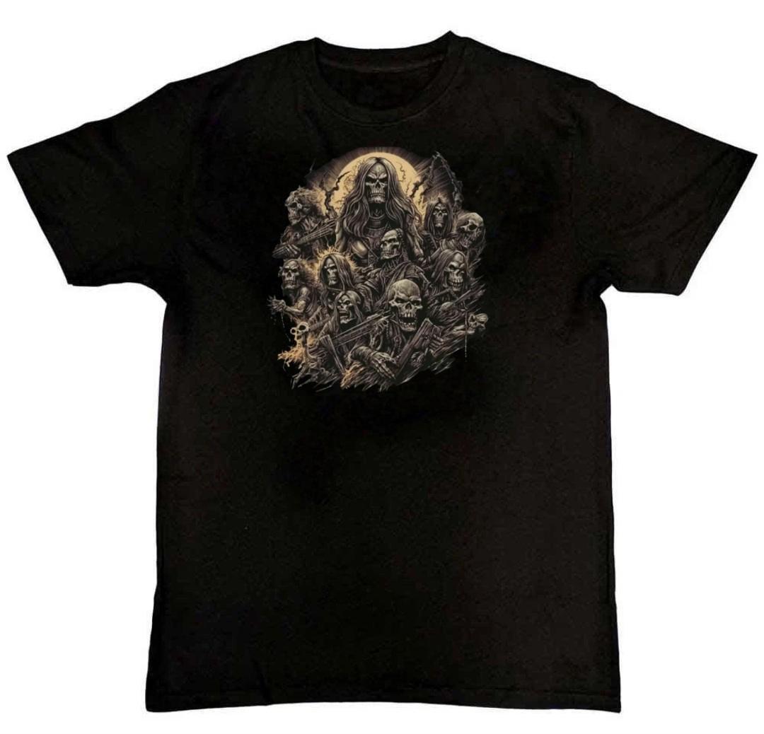 Heavy Metal Skull Rock Band Biker Music Graphic Print T-Shirt XXXXL