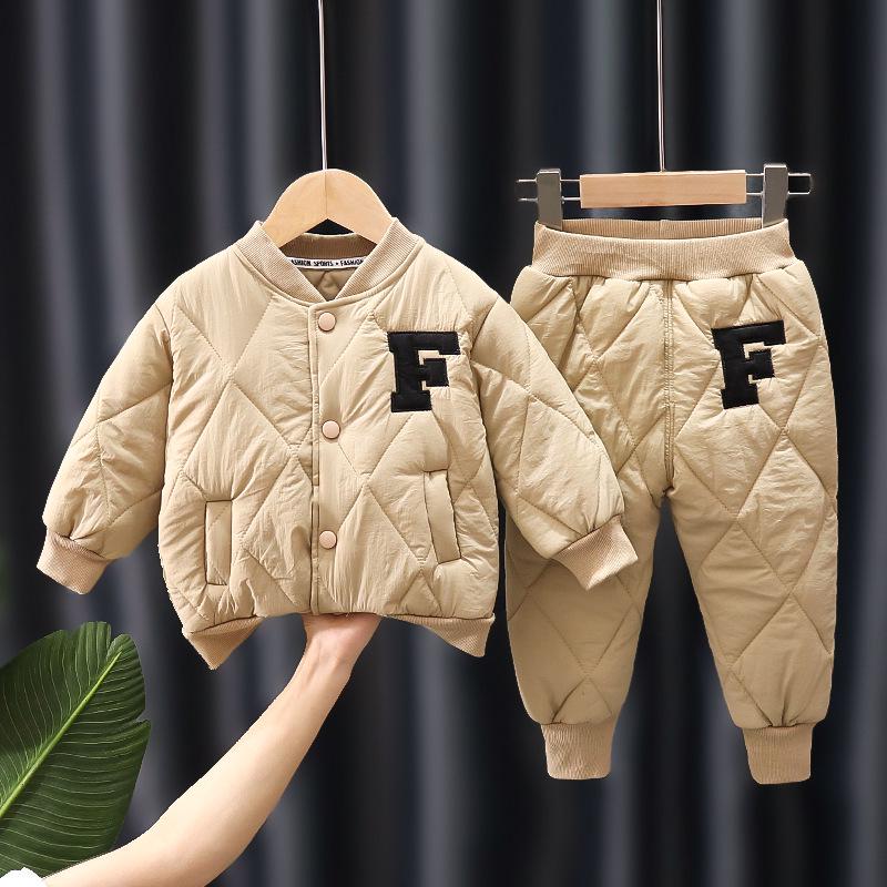 Korean Style Quilted Cotton Winter Jacket Set for Toddlers