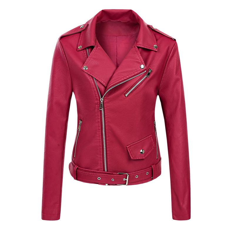 2022 Women's Short PU Leather Motorcycle Jacket - Spring/Autumn Fashion