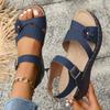 2024 Hot Selling Fashion Women's Sandals Open Toe Wedge Heel One-line Buckle Solid Color Comfortable Women's Sandals Zapatos