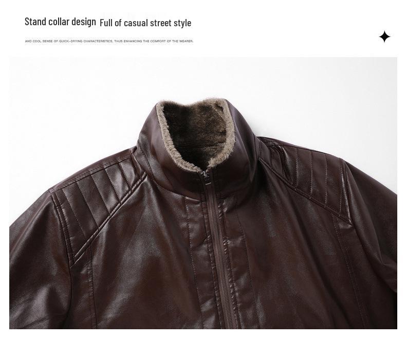 Modische, verdickte Lederjacke aus Samt für Herren - Leichter Business-Casual-Stil, Karreekragen, Ideal für Herbst/Winter
