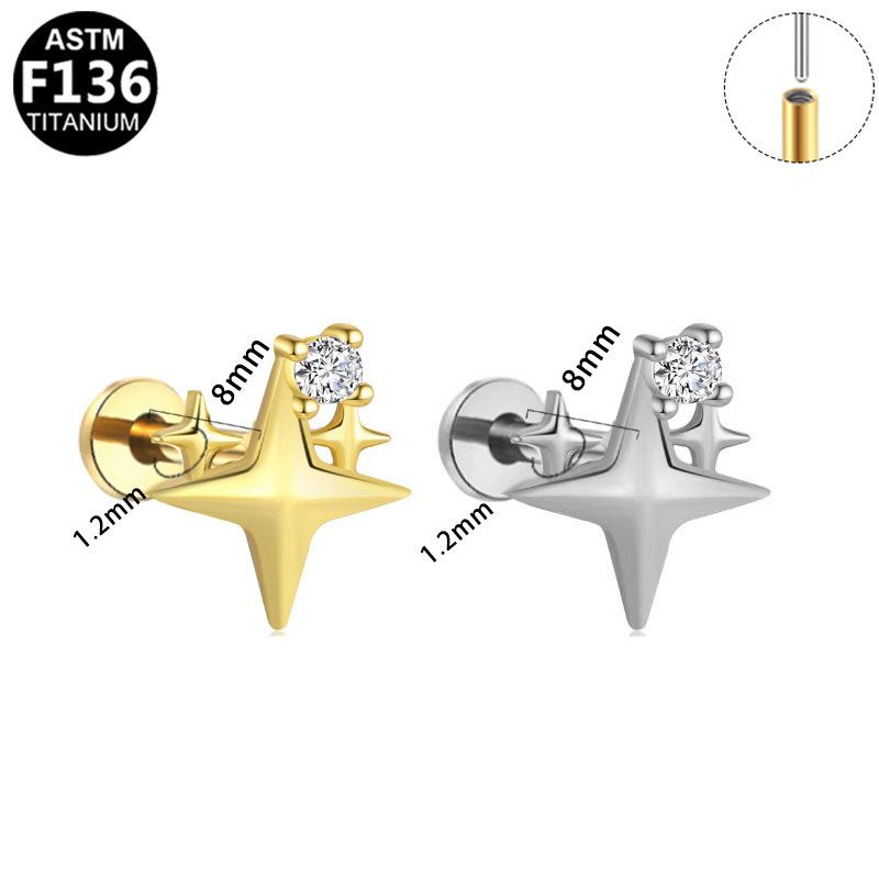 Titanium Geometric Star Stud Earrings - Trendy, Cool, High-End Feel for Cartilage Piercing