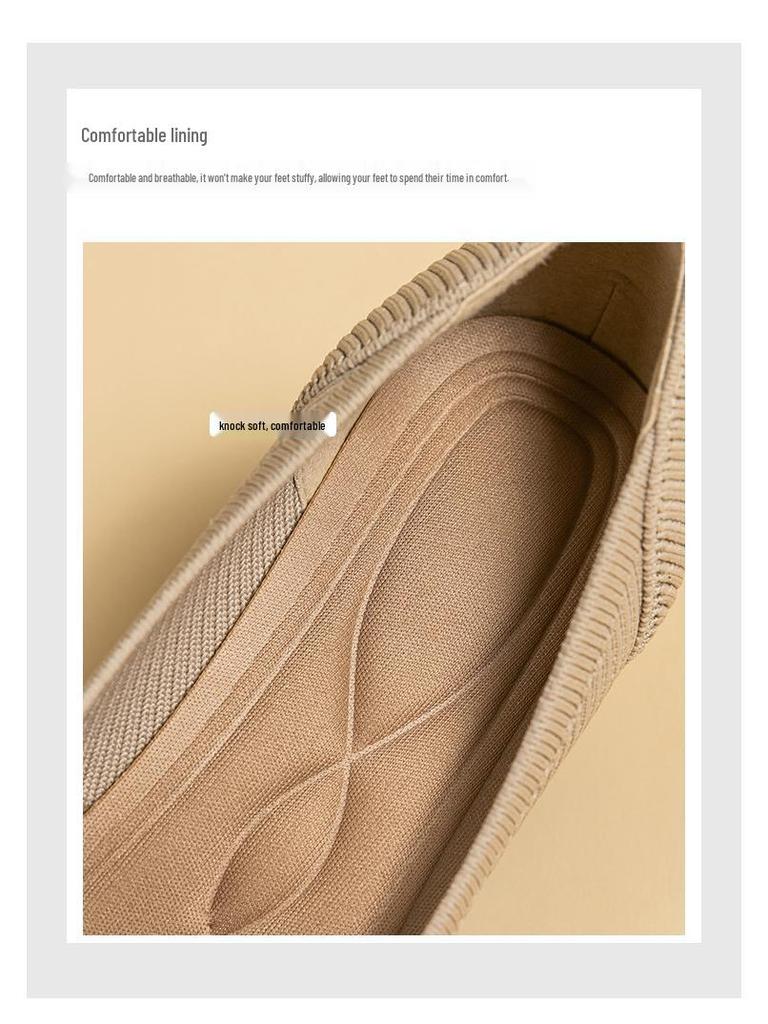 Women’s Breathable Knit Square Toe Chunky Heel Casual Shoes - 4cm Medium Heel, Plus Size, Soft Sole, Summer Style.