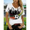 Fashionable Women's V-neck Casual Short Sleeved T-shirt,Rretro Sports Style Casual Sportswear