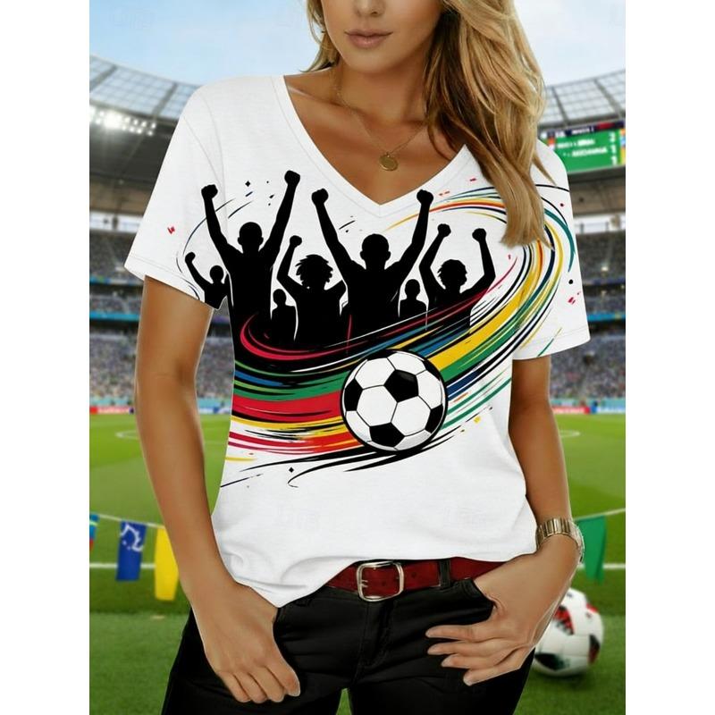 

Fashionable Women s V-neck Casual Short Sleeved T-shirt,Rretro Sports Style Casual Sportswear 2XL