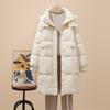 New down jacket women's medium and long fashion foreign style white duck down hooded loose warm winter tide