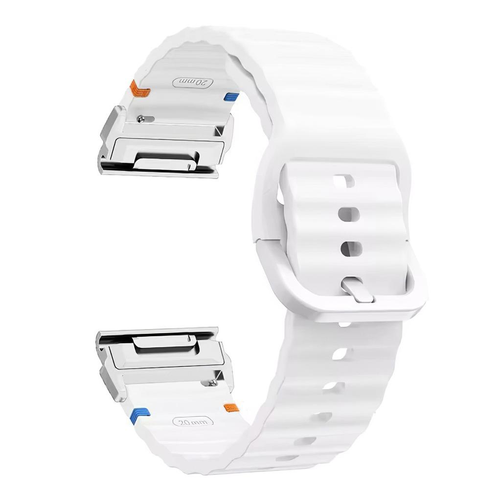 For Garmin Fenix 8 47mm/Fenix E 47mm 22mm Quick Release Wavy Texture Silicone Watch Strap with Silver Connector