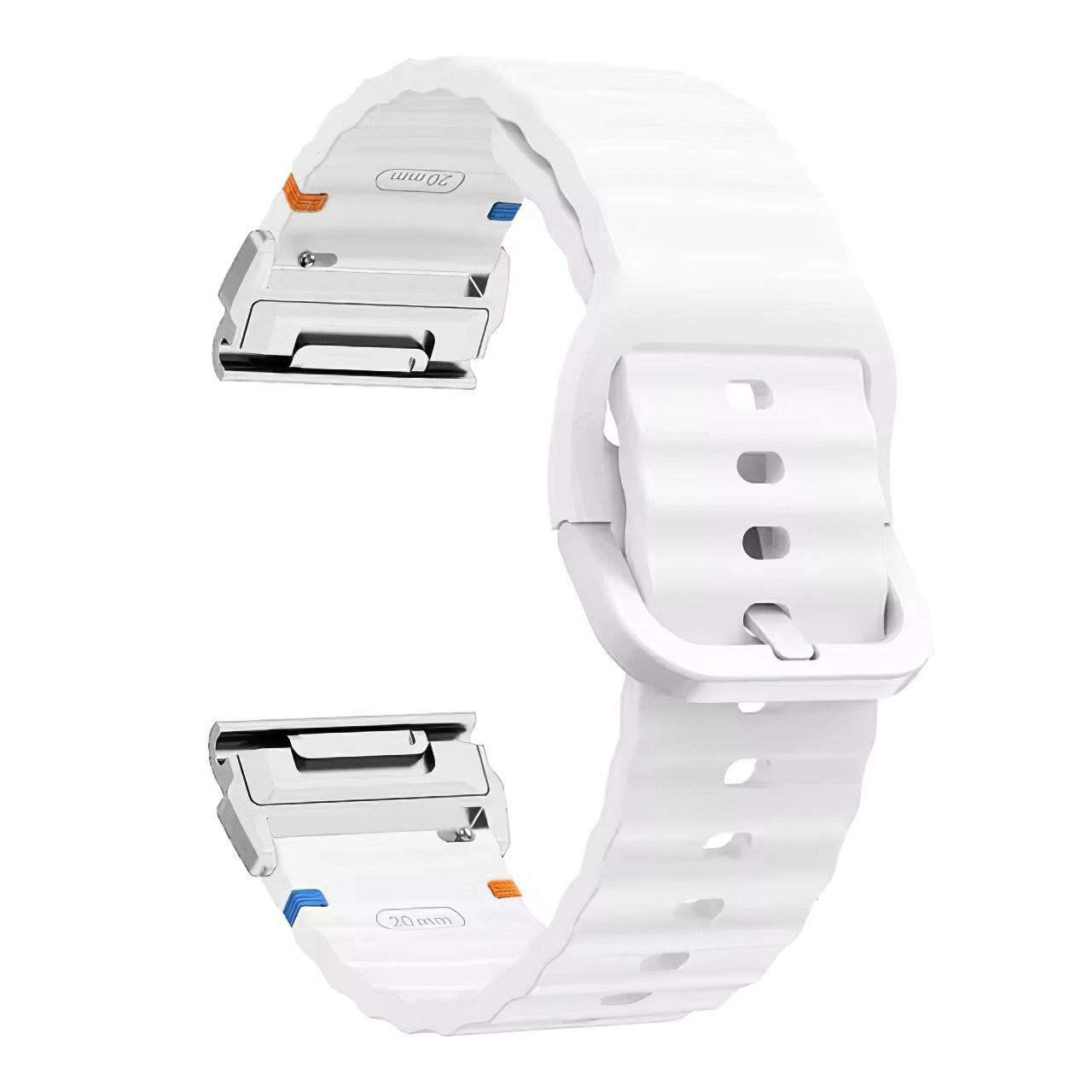 

Watch Band for Garmin Fenix 8 51mm/Enduro 3/Enduro 2 Quick Release Wavy Texture Silicone Strap with Silver Connector White