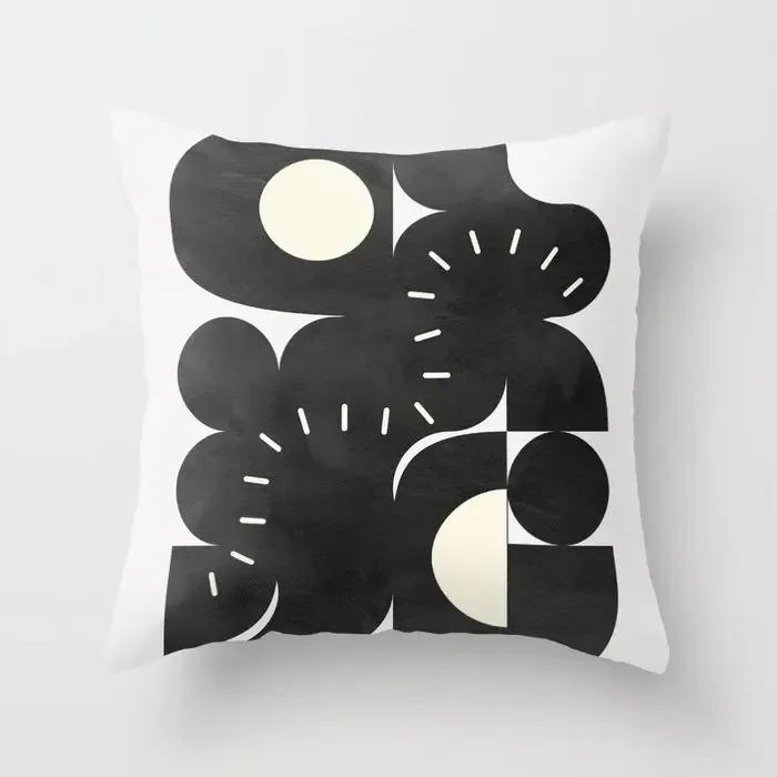 Kissenbezug für nordisches Wohnzimmer, abstrakt, schwarz, grau, Heimdekoration, Sofa, Kissenbezug