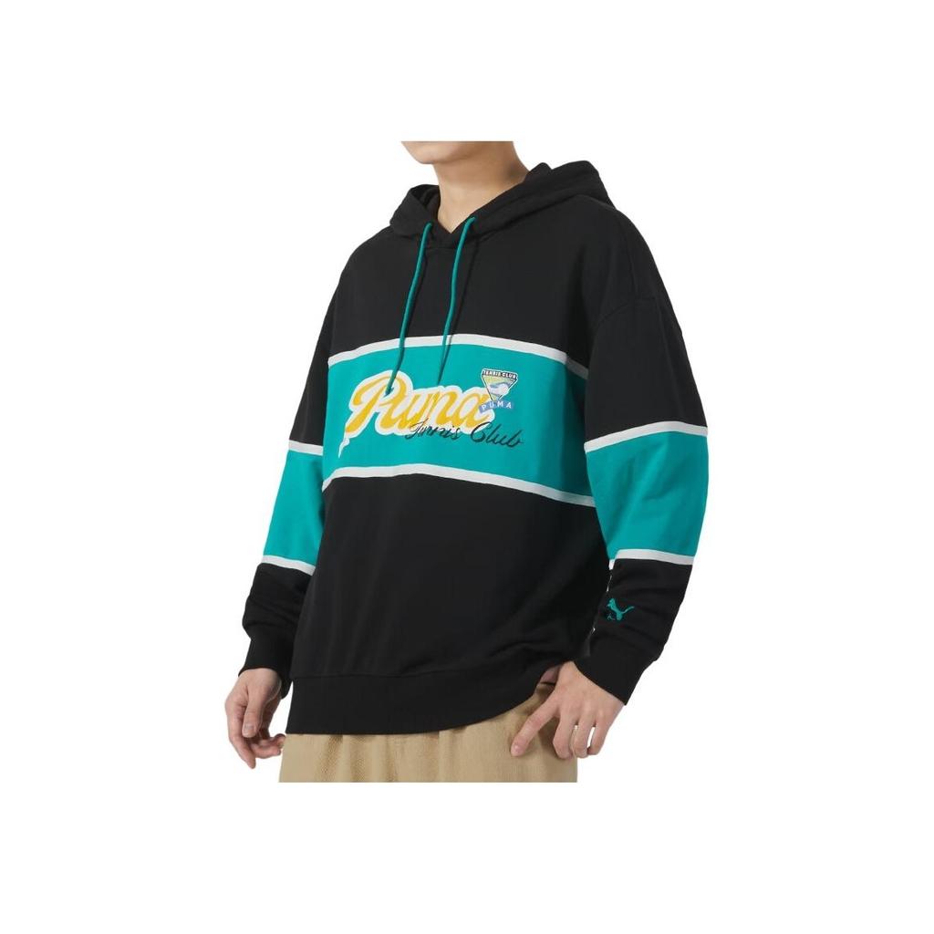 Puma Color Block Letter Print Casual Hoodie Long Sleeve Sweatshirt Men Sweatshirt Black 625800-01