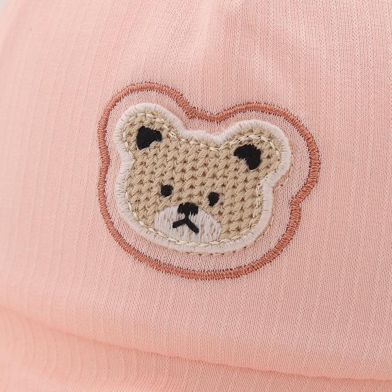 Cute Bear Baby Baseball Cap Breathable Soft Cotton Newborn Boys Girls Peaked Cap Cartoon Casual Travel Infant Sun Hats
