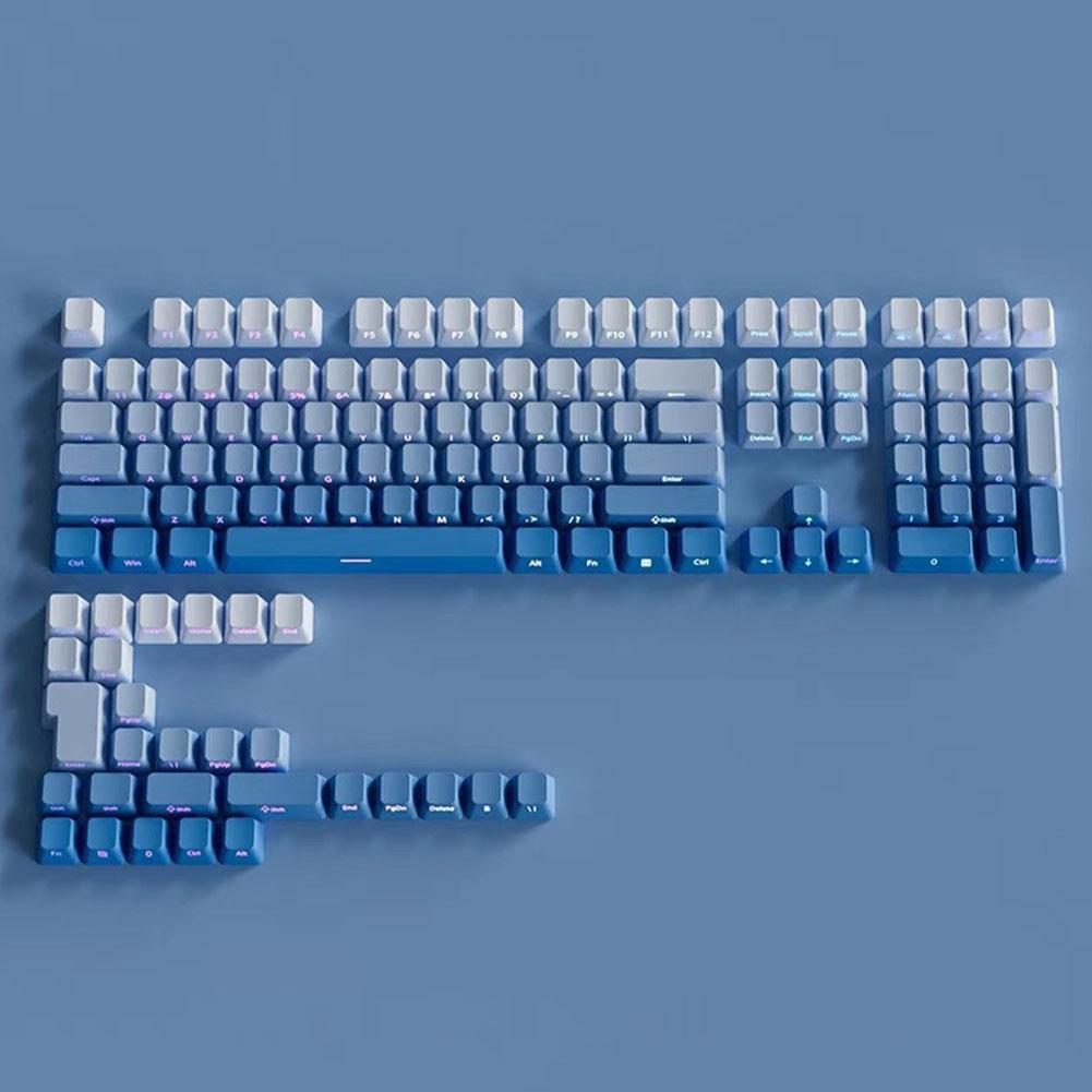 130+ Keys Gradient Keycaps Side Printed Shine Through PBT Double Shot OEM Profile for MX Switches Gaming Keyboard Caps
