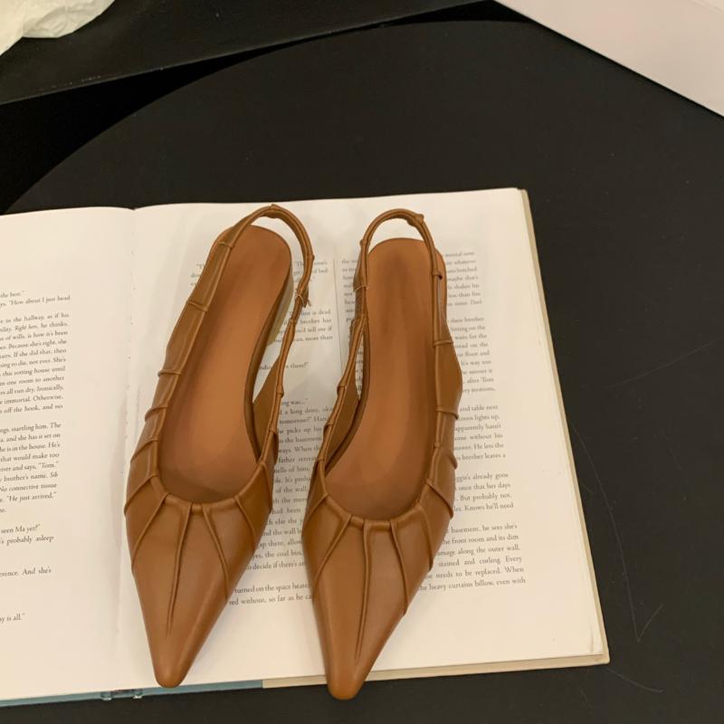 Móda 2025 Horký Výprodej Dámské Boty Slingbacks Dámské Vysoké Podpatky Módní Šněrovací Manžeta Kancelář a Kariéra Nové Sandály s Krytou Špičkou