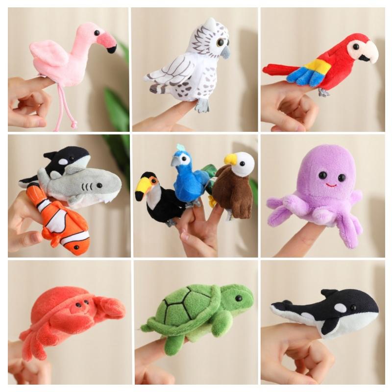 Animals Plush Finger Puppet Marine Animals Birds Small Plushie Flamingo Toucan Peacock Bald Eagle Interactive Prop Tell Story