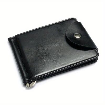 New Fashion Short Small Men's Leather Money Clip Wallet With Metal Clamp Mini Purse For Male Credit Card Cash Holder 4 Colors