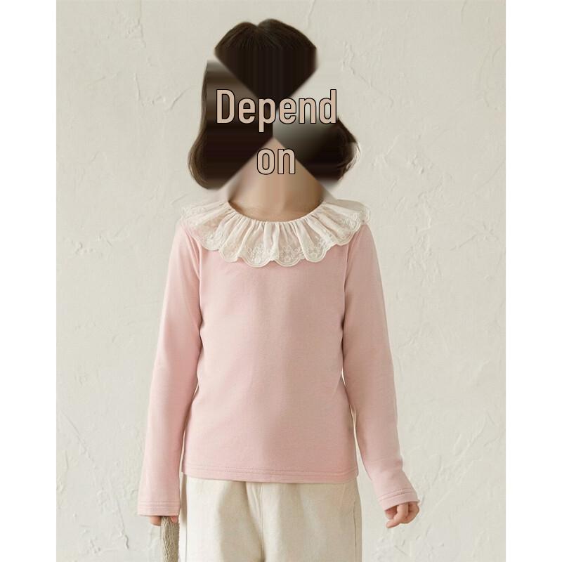 Youyou Girls' Long-Sleeve Lace Trim Lapel T-Shirt