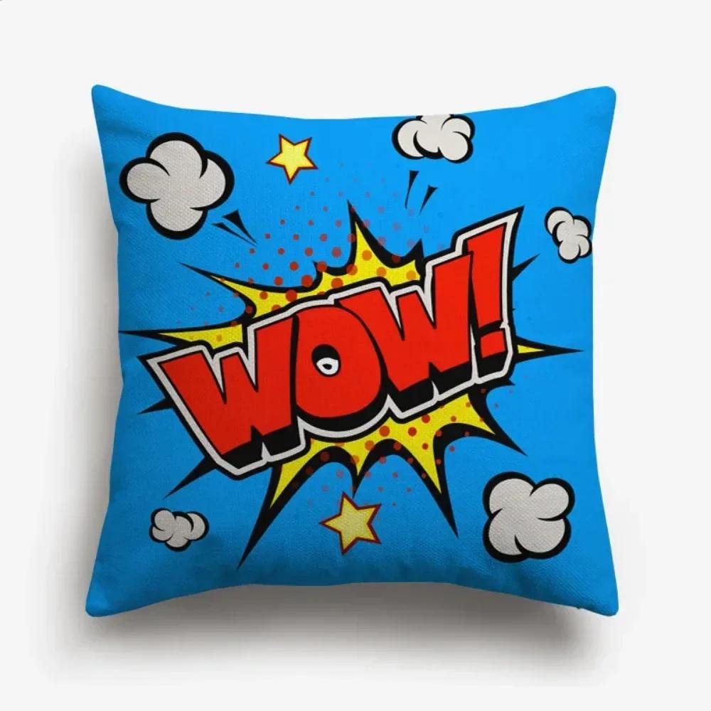 American POP ART Cushion Covers BANG WOW BOOM POW Cushion Cover Home Decorative Linen Pillow Case for Sofa Couch