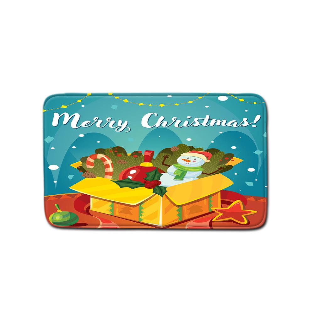 Christmas Shower Curtain Floor Mat Combination Four-Piece Set Bathroom Toilet Carpet Shower Room Mat Foot Mat