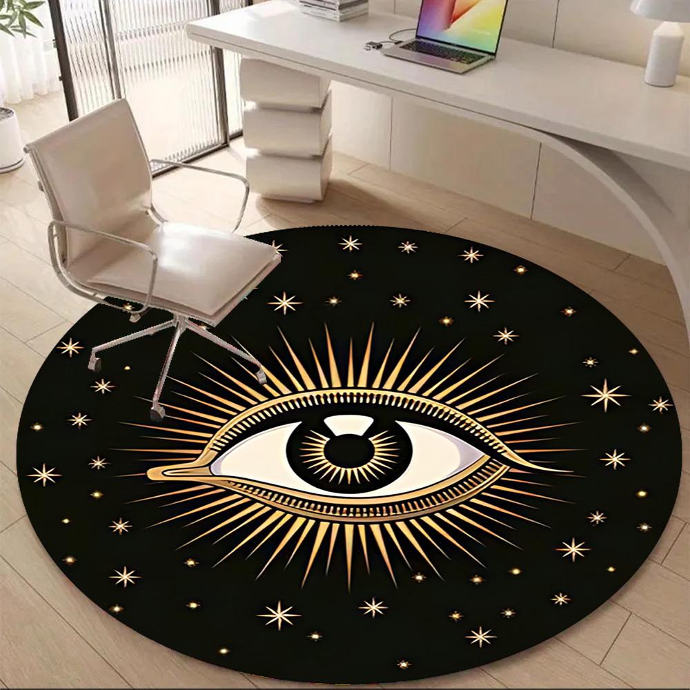 1PC Eye Stars Office Round Area Rug, Mat Suitable For Office, Under Office Chairs Bedroom Living Room Home Decor, Room Deco