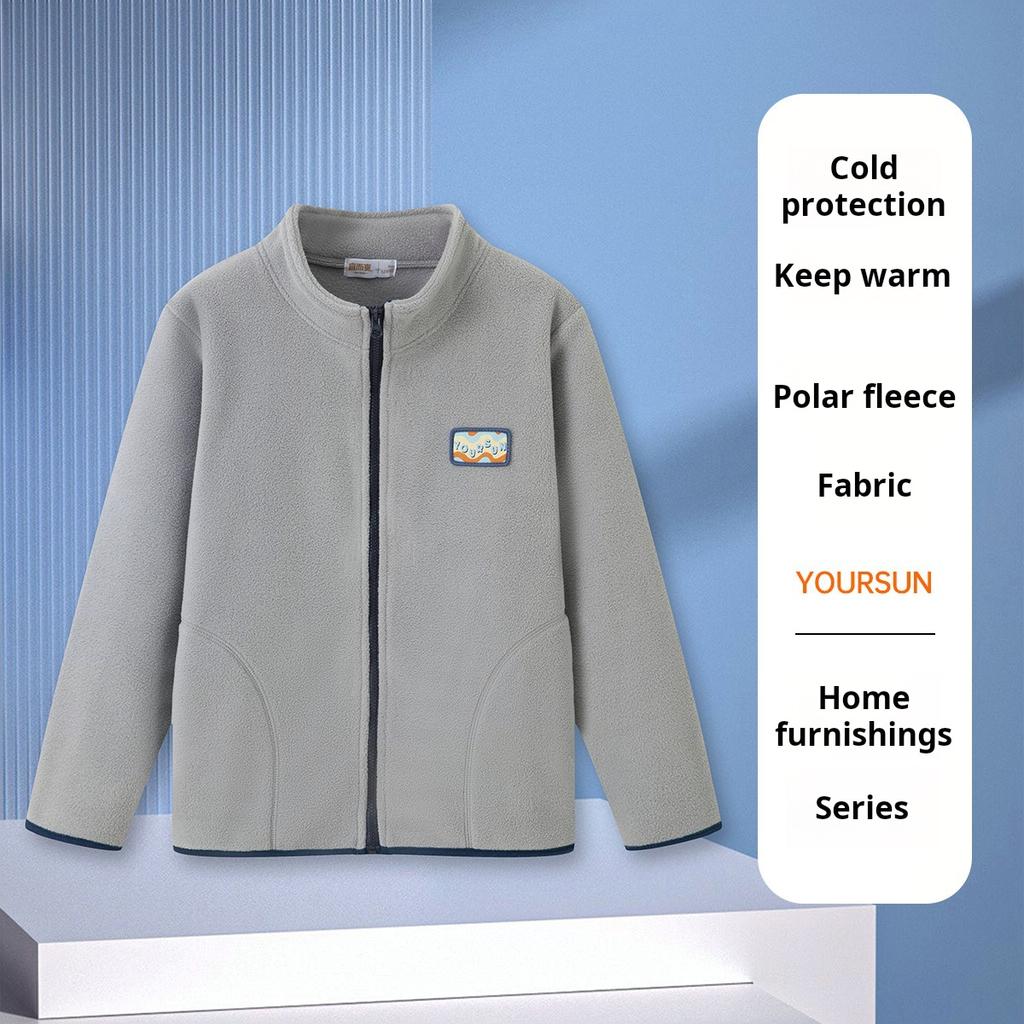 Calore Pile Polare Unisex Bambini Caldo Casa Top Casual Cardigan con Collo Rialzato in Pile Polare