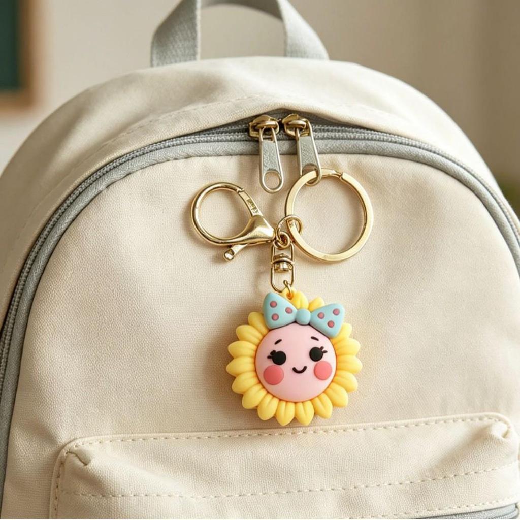 Sunflower Soft PVC Keychain: Inspirational Backpack Charm for Students and Graduation Gift
