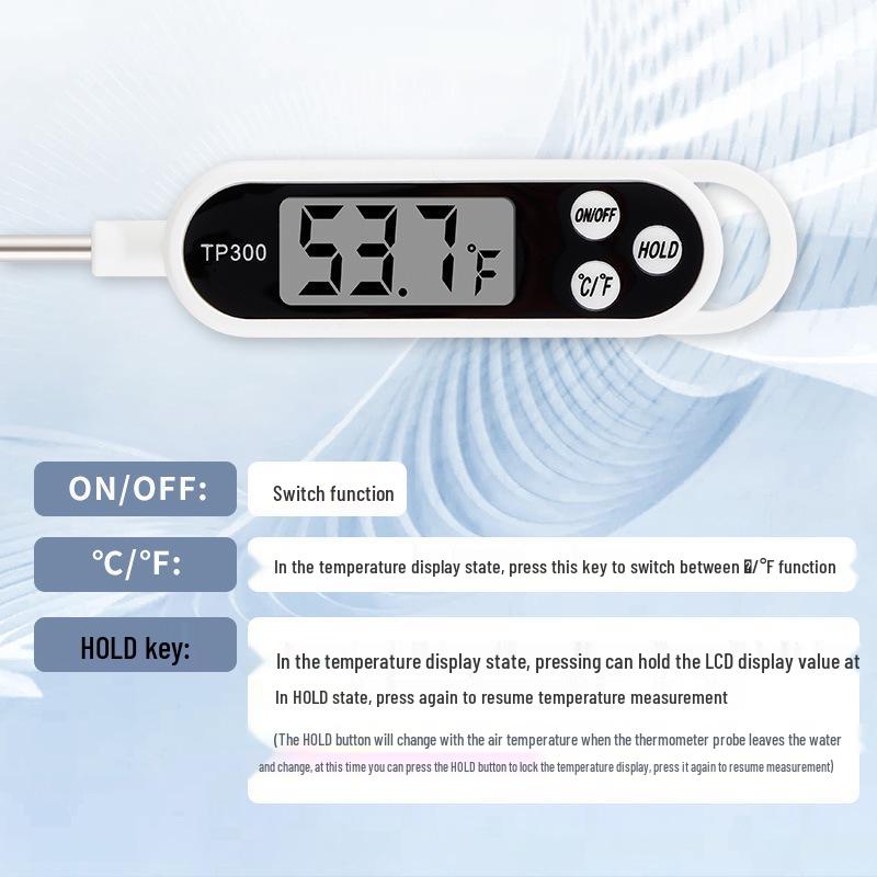 High-Precision Digital Food & Water Thermometer with Pen-Type Probe and Display