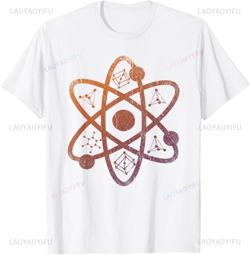 Graphic Birthday Gift  Atom Retro Style Science T-Shirt Men Clothing Streetwear Graphic T Shirts  Anime Tshirt