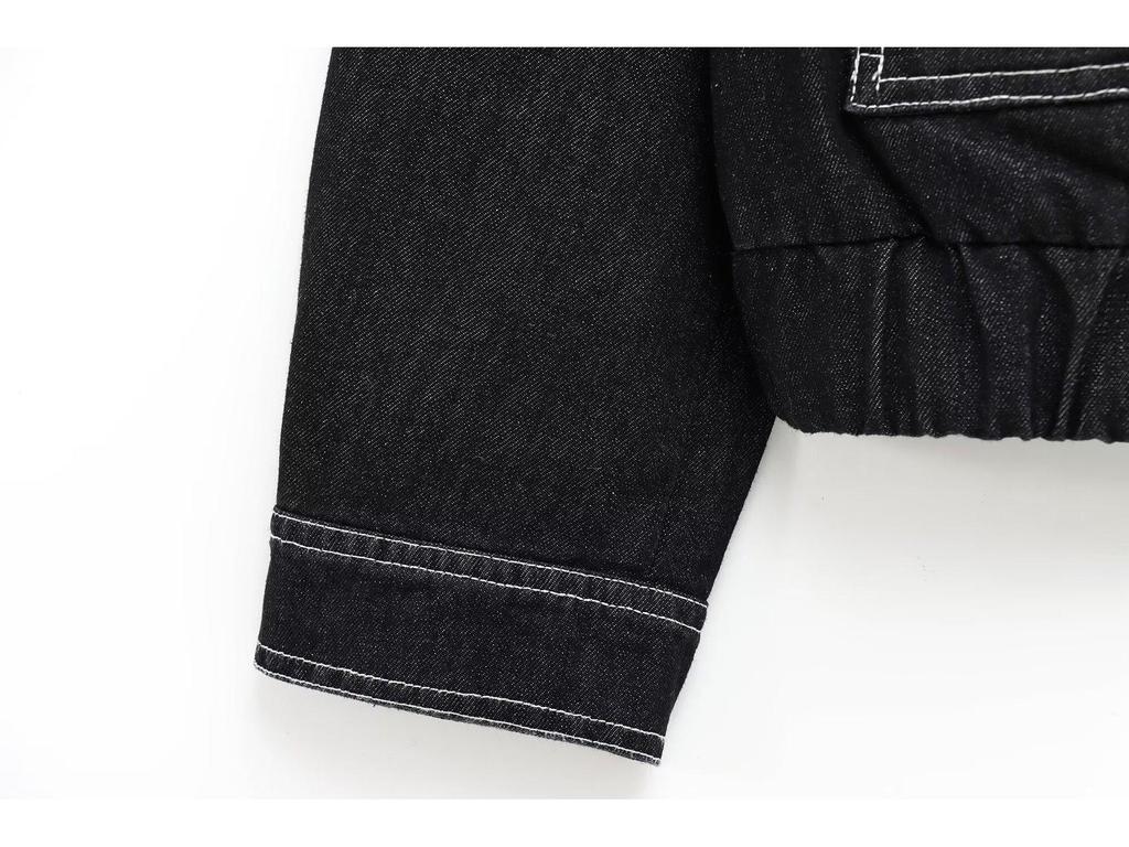 Damen Retro Jacke mit Denim-Effekt und langen Ärmeln: Europäischer & Amerikanischer Stil für Frühling & Herbst