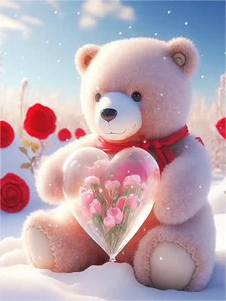 Diamond Painting Set Bear Heart Full Square/Round Embroidery Mosaic Animal Handmade Gift Home Decor